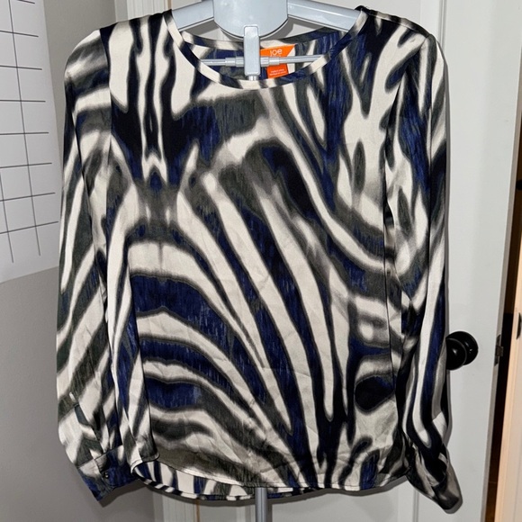 Joe Fresh Black and Blue Zebra Print Blouse - Picture 1 of 7